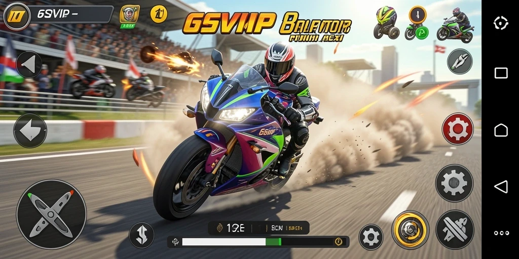 Tampilan aksi seru dari gameplay balap motor 6SVIP.