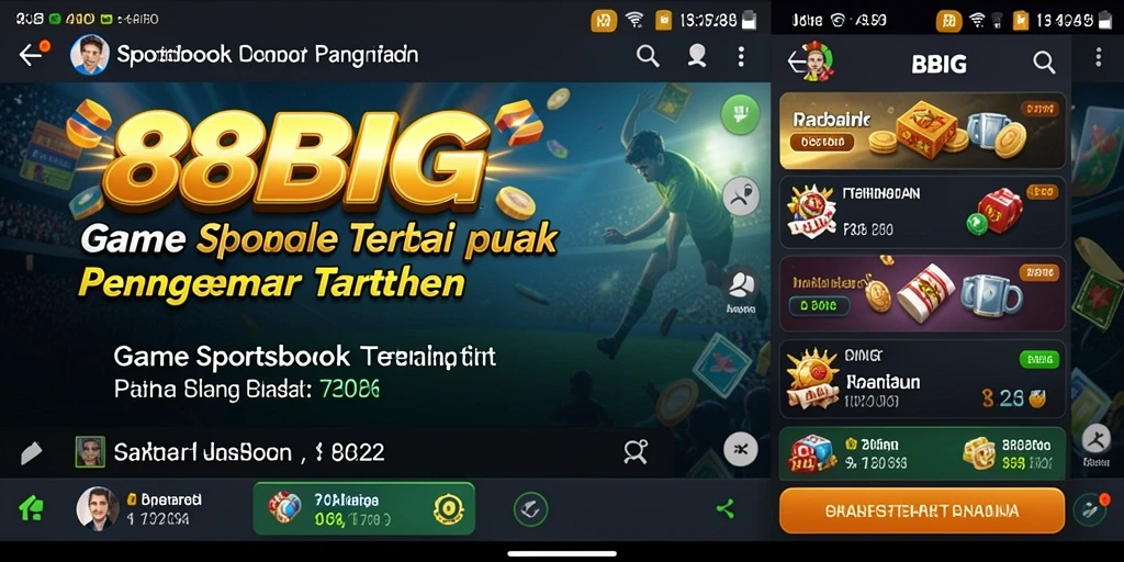 Tampilan antarmuka aplikasi 88BIG dengan opsi taruhan olahraga.