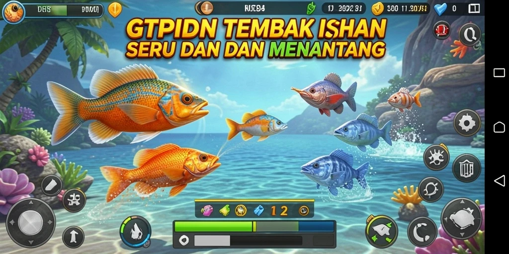 Screenshot utama GTPIDN menampilkan gameplay Tembak Ikan yang menyenangkan.