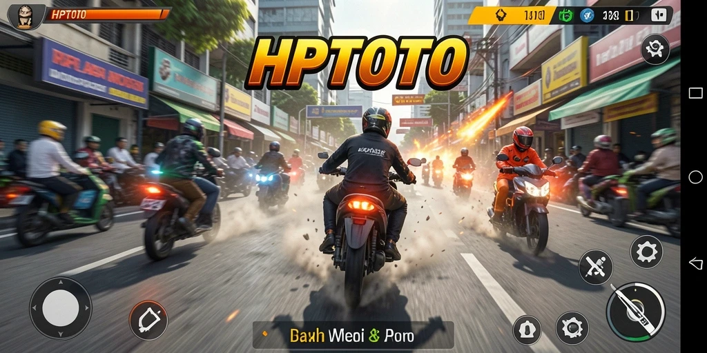 Gameplay HPTOTO dengan balapan motor yang seru dan menegangkan.
