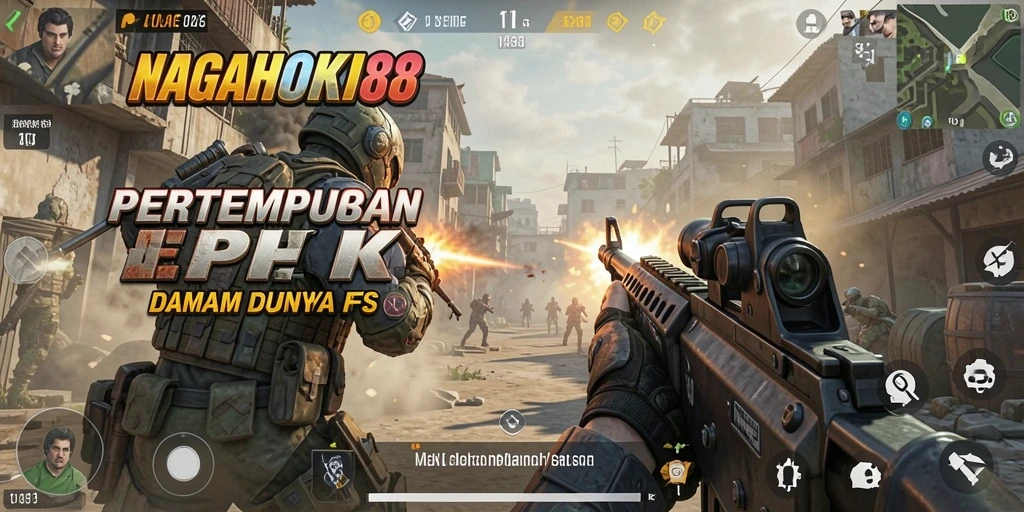 Tampilan aksi mendebarkan dalam permainan FPS NAGAHOKI88.