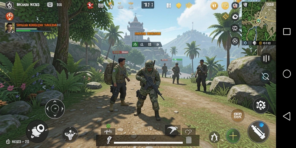 Screenshot gameplay NX303 menampilkan interaksi karakter dalam simulasi kehidupan.