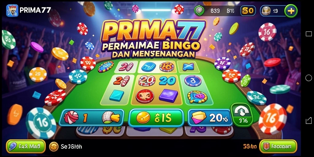Tampilan gameplay utama PRIMA77 dengan keseruan permainan Bingo.