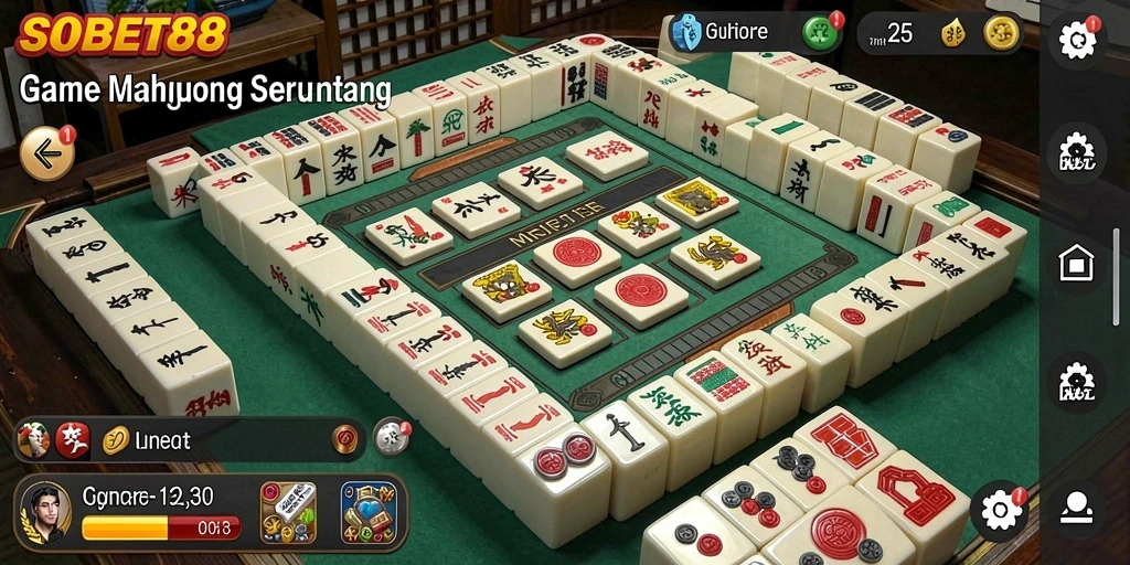Screenshot dari gameplay Mahjong SOBET88 yang menarik dan seru.