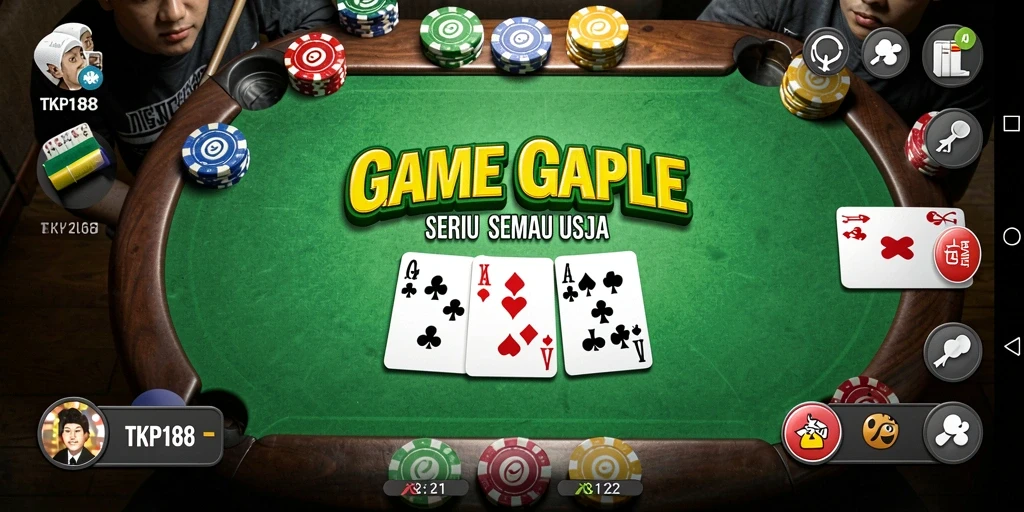Screenshot gameplay TKP188 yang menampilkan serunya permainan Gaple.
