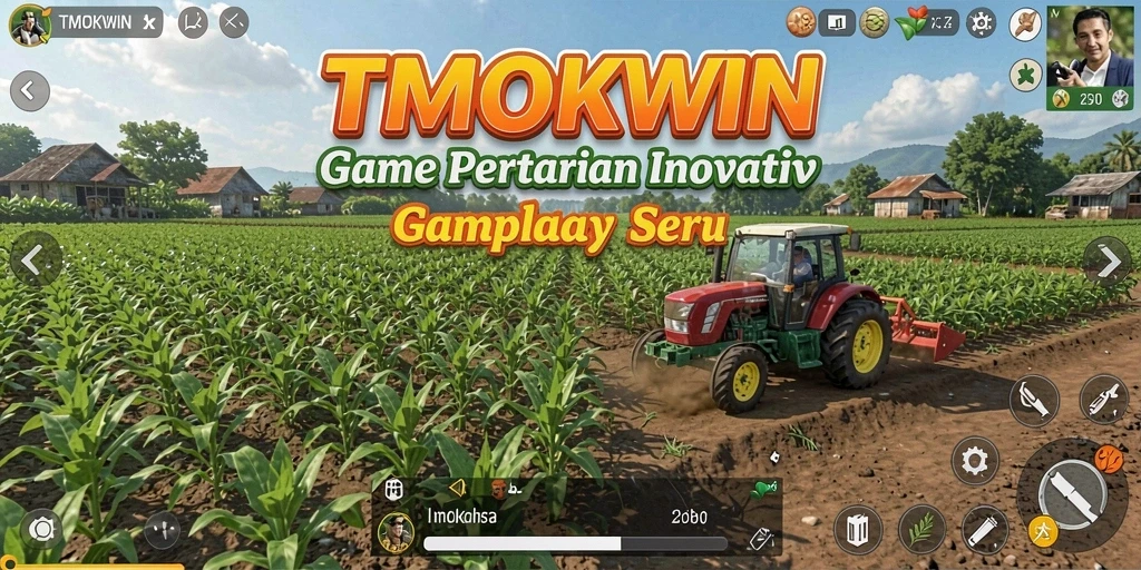 Tangkapan layar gameplay TMOKWIN yang menunjukkan aktivitas bertani.