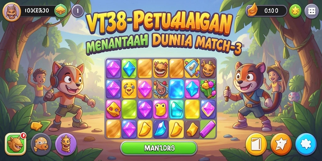Gameplay VT38 yang memikat dengan warna-warni permata Match-3.