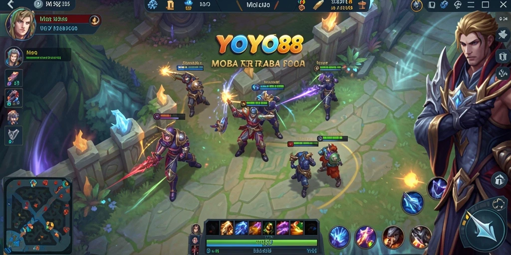 Tangkapan layar gameplay yang mendebarkan dari permainan MOBA YOYO88.