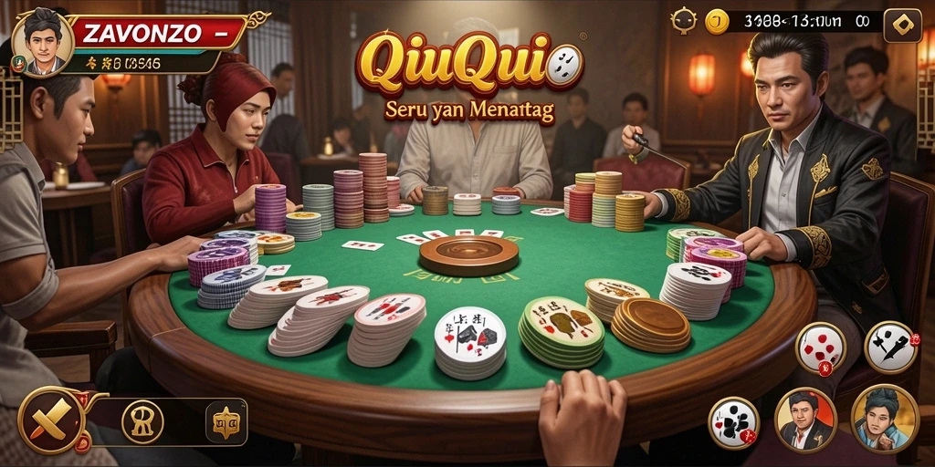 Screenshot menampilkan aksi seru permainan QiuQiu di ZAVONZO.