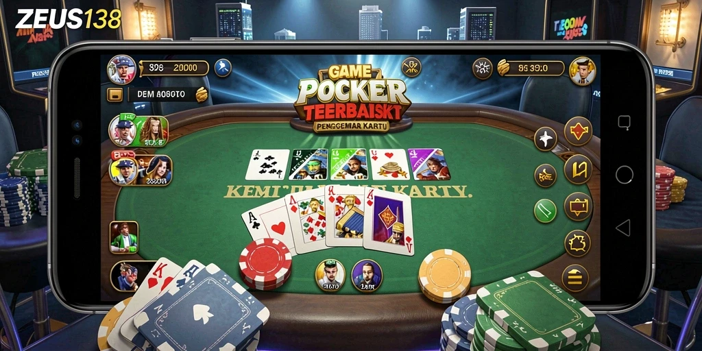 Tampilan screenshot <strong>ZEUS138</strong> yang menampilkan permainan Poker yang seru.